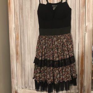 Black floral vintage style dress